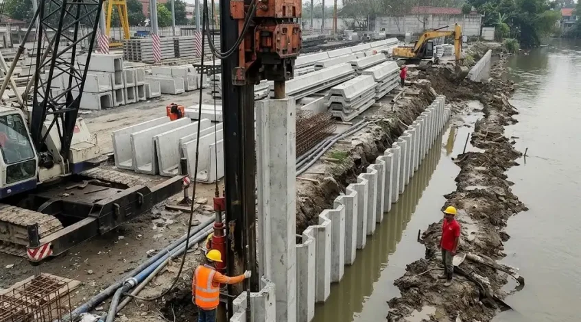 dinding tiang pancang penahan tanah