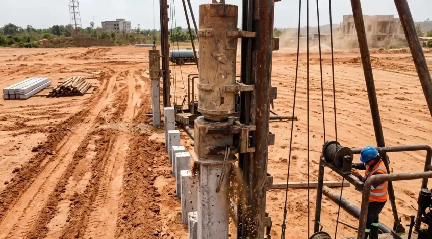 Pemancangan Mini Pile dengan Drop Hammer