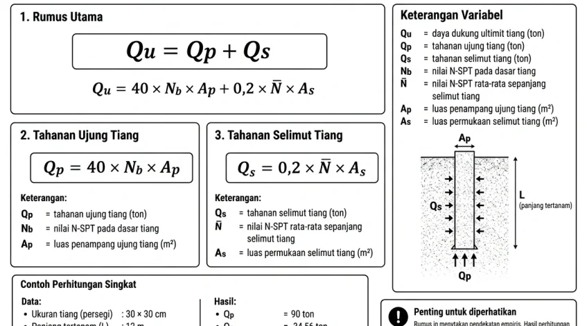 Rumus Daya Dukung Tiang Pancang dari Data SPT